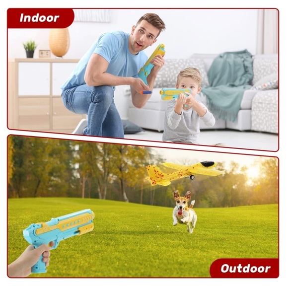 4 in 1 Airplane Toy, Catapult Plane Toy, 2 Flight Mode Glider - Picture 5 of 6